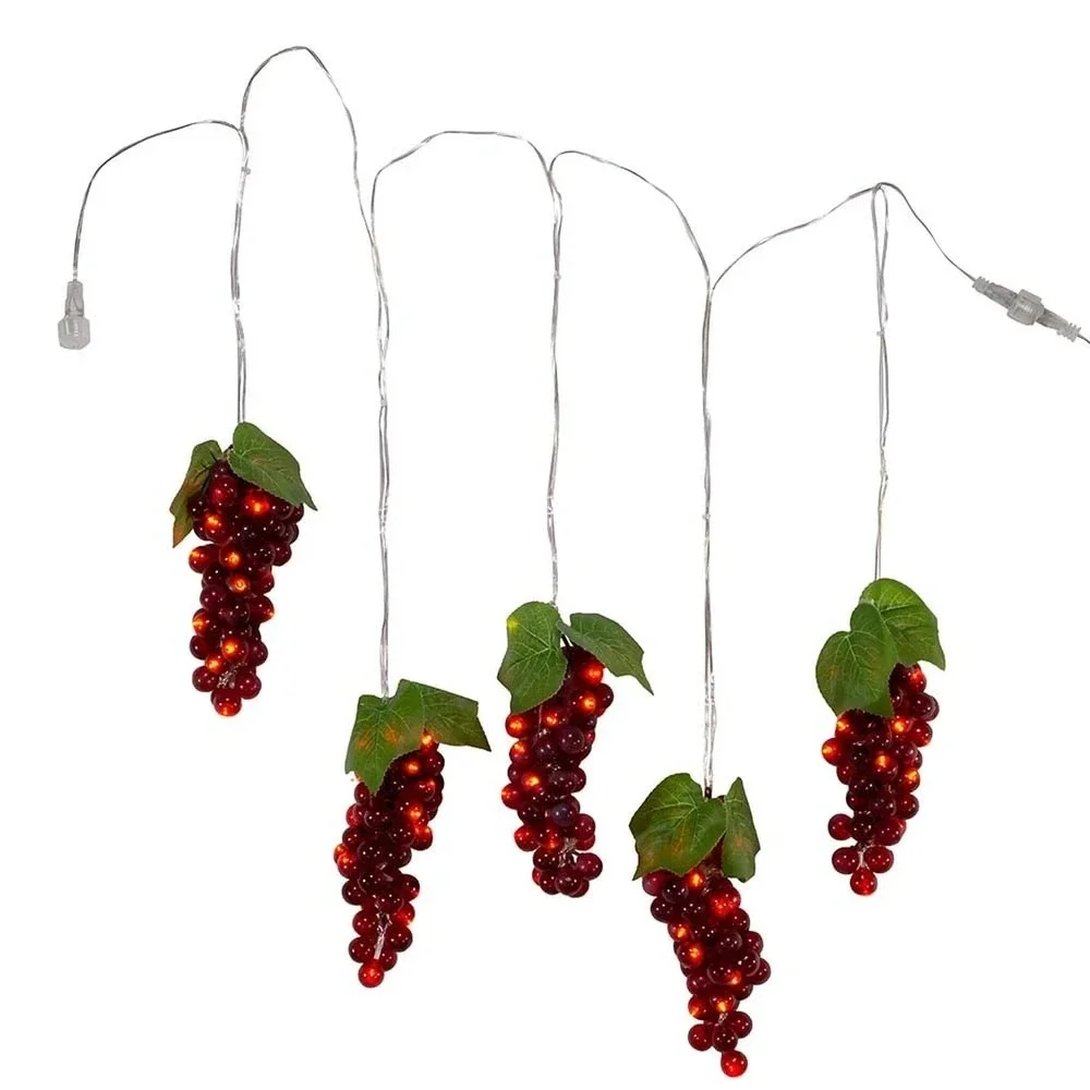 Kurt Adler Indoor/Outdoor 100-Light LED Burgundy Grape Cluster Light Set, 5.3ft